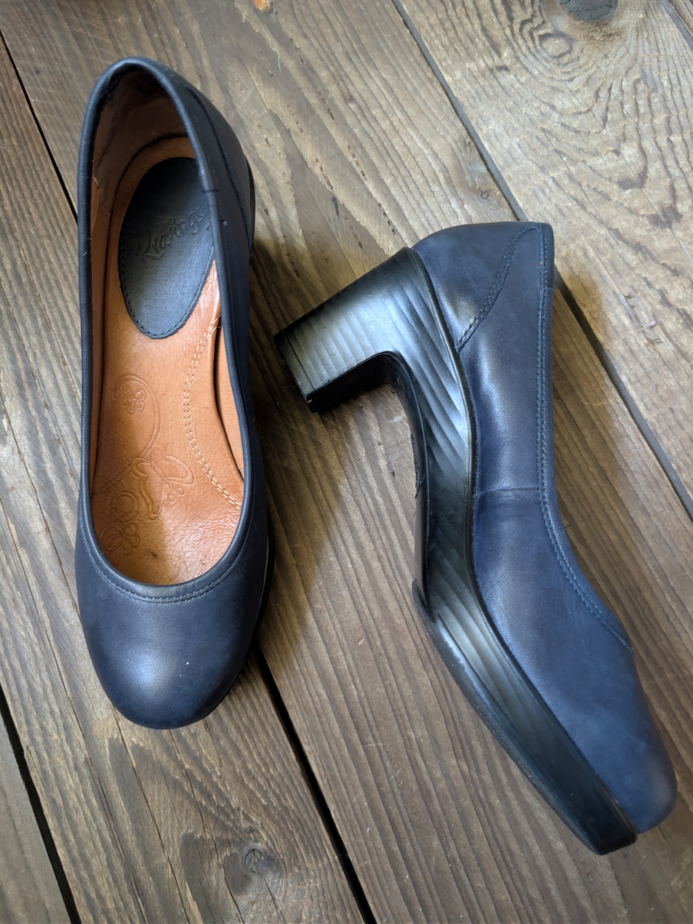 Vintage KLOGS/Kravings Navy Round-Toe Block Heel Pumps 7.5